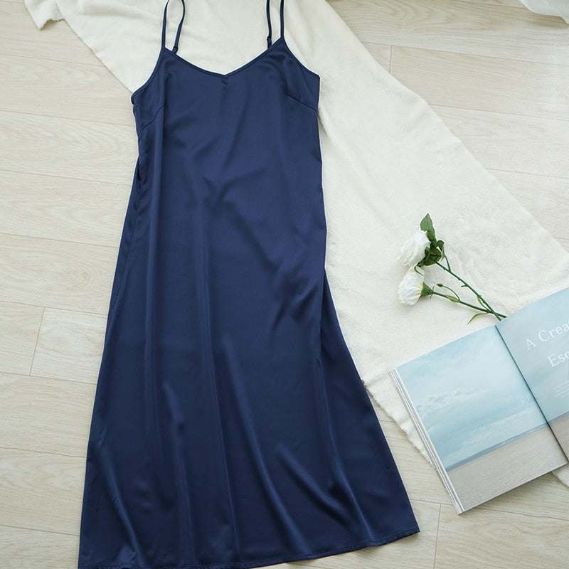 women's spaghetti strap satin dress - MRSLM