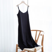 women's spaghetti strap satin dress, view 5 - MRSLM