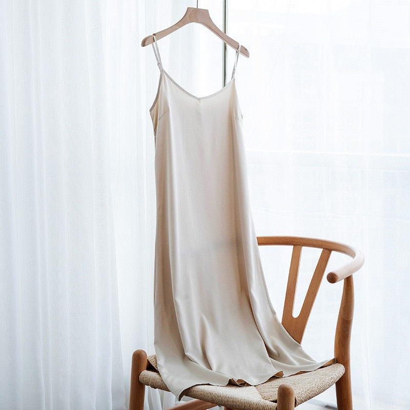 women's spaghetti strap satin dress, view 13 - MRSLM