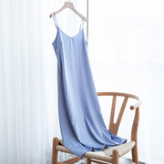 women's spaghetti strap satin dress, view 15 - MRSLM