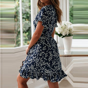 ruffled floral printed dress, view 4 - MRSLM
