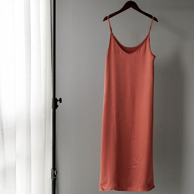 women's basic satin dress, view 13 - MRSLM
