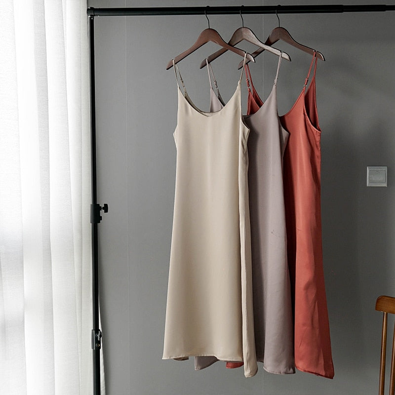 women's basic satin dress, view 12 - MRSLM