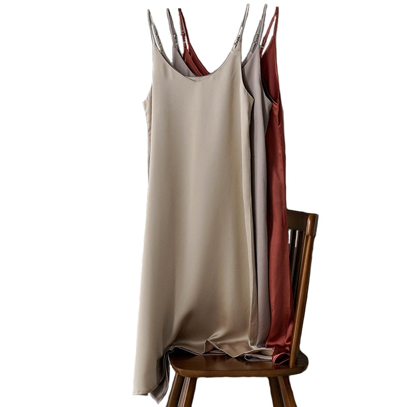 women's basic satin dress - MRSLM