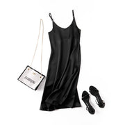 women's basic satin dress, view 3 - MRSLM