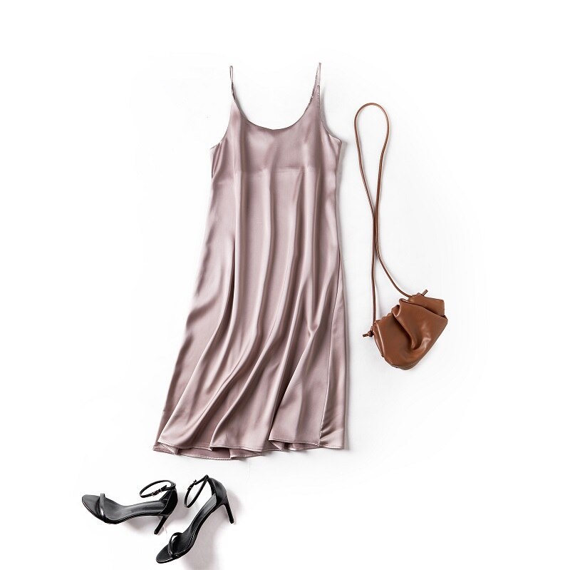 women's basic satin dress, view 6 - MRSLM