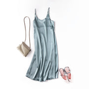 women's basic satin dress, view 9 - MRSLM