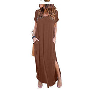 Women's short sleeved maxi dress, view 10 - MRSLM
