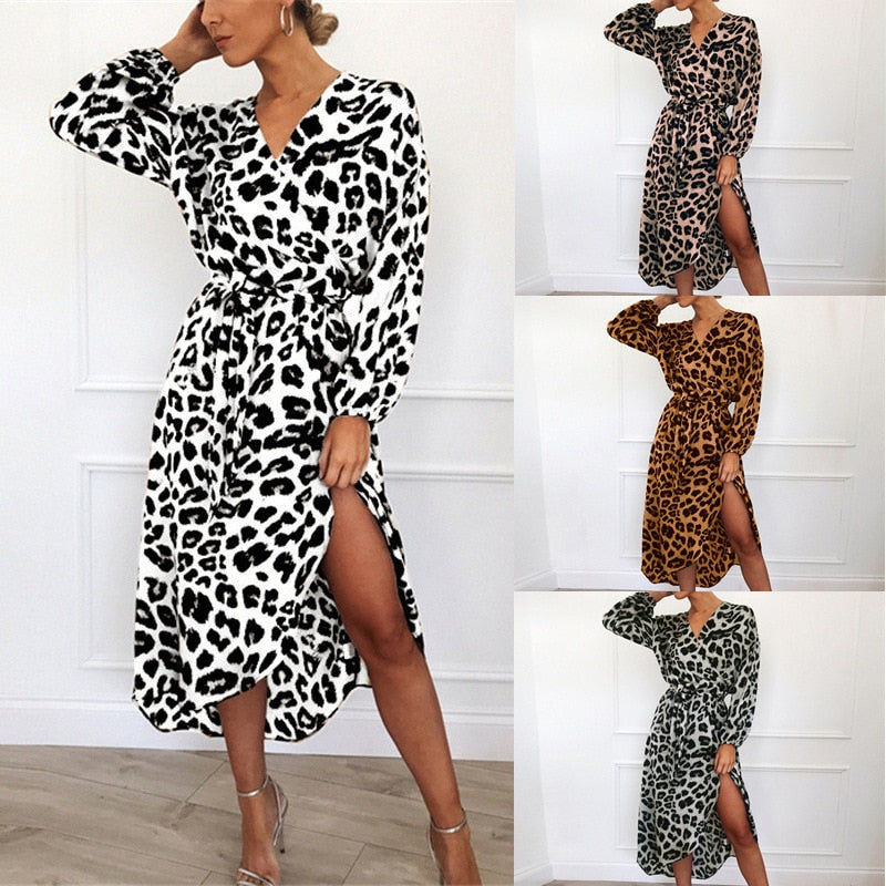women's long leopard printed dress, view 10 - MRSLM