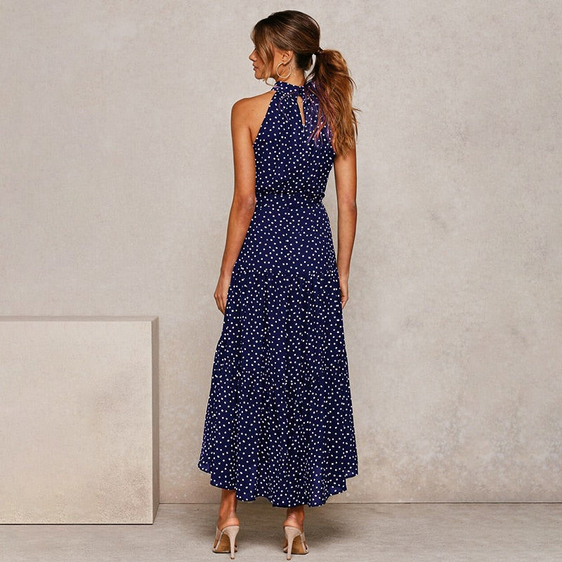 women's polka dot halter dress, view 15 - MRSLM