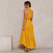 women's polka dot halter dress, view 14 - MRSLM