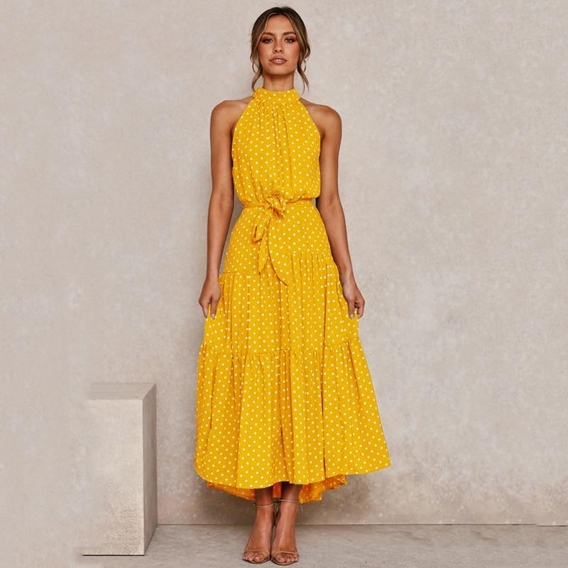 women's polka dot halter dress, view 13 - MRSLM
