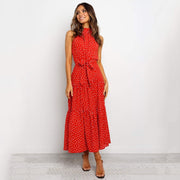 women's polka dot halter dress, view 17 - MRSLM