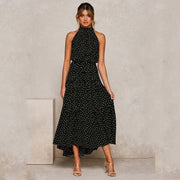 women's polka dot halter dress, view 4 - MRSLM