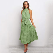 women's polka dot halter dress, view 6 - MRSLM