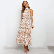 women's polka dot halter dress, view 7 - MRSLM