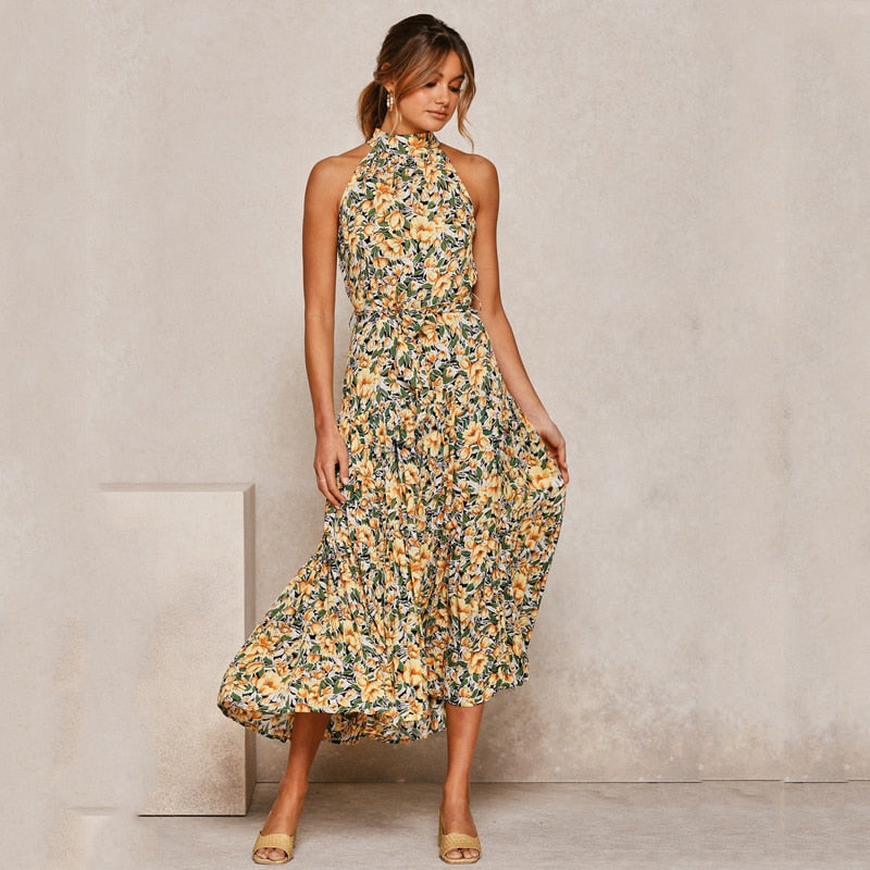 women's polka dot halter dress, view 8 - MRSLM