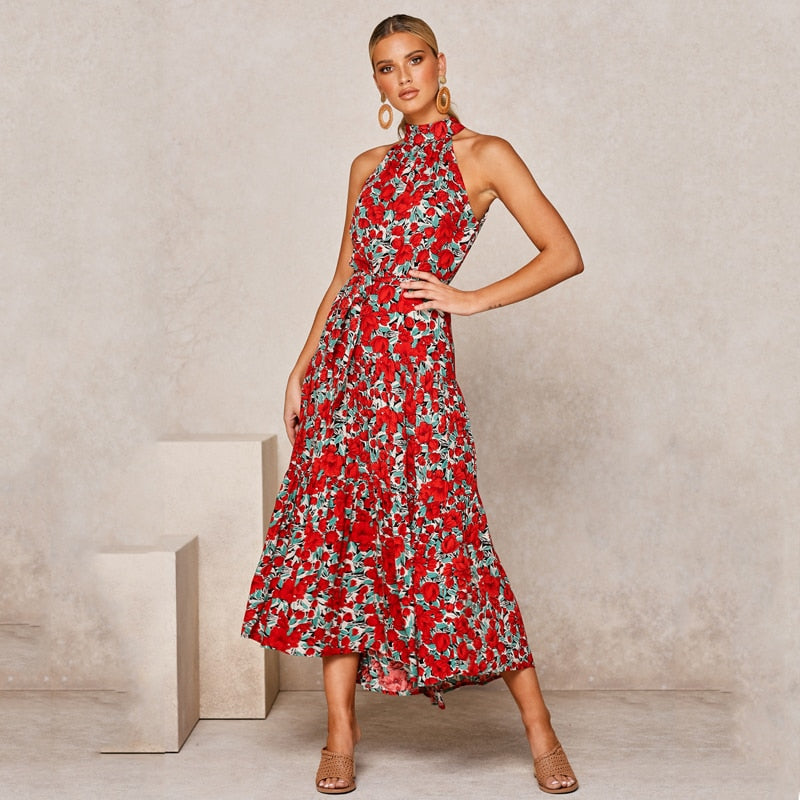 women's polka dot halter dress, view 9 - MRSLM