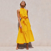 women's polka dot halter dress, view 12 - MRSLM