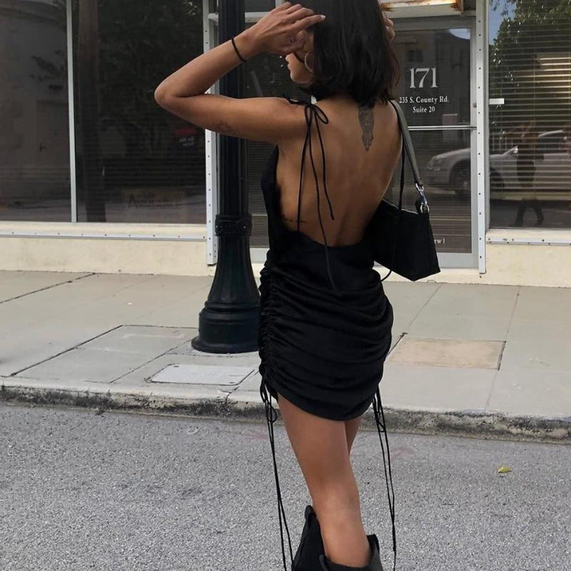women's spaghetti backless sleeveless dress, view 4 - MRSLM