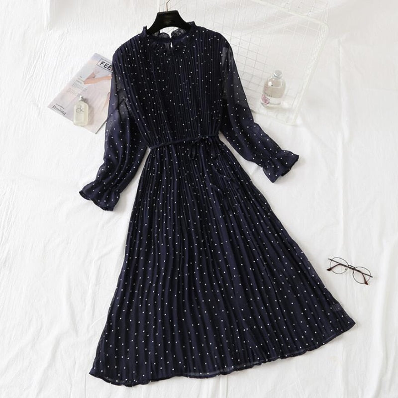 women's elegant polka dot dress, view 20 - MRSLM