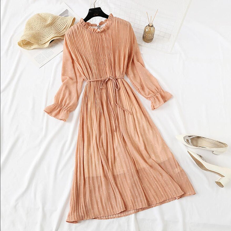 women's elegant polka dot dress, view 21 - MRSLM