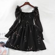 women's floral printed puff sleeve dress, view 2 - MRSLM