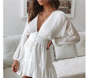 deep-V mini dress, view 3 - MRSLM