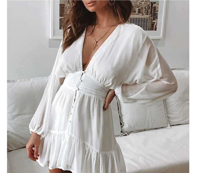 deep-V mini dress, view 3 - MRSLM