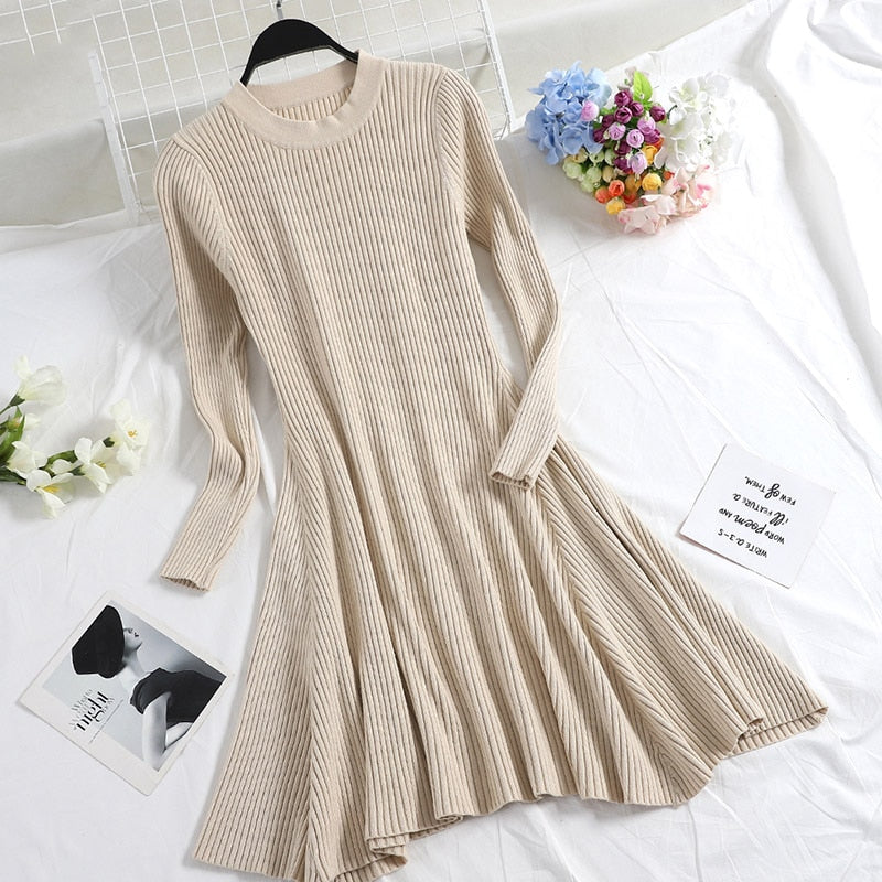 o-neck multicolored sweater dress for women, view 2 - MRSLM