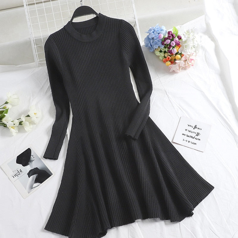 o-neck multicolored sweater dress for women, view 3 - MRSLM