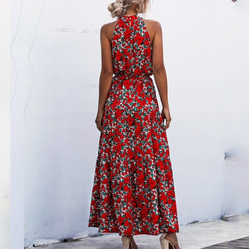 floral printed long dress, view 17 - MRSLM