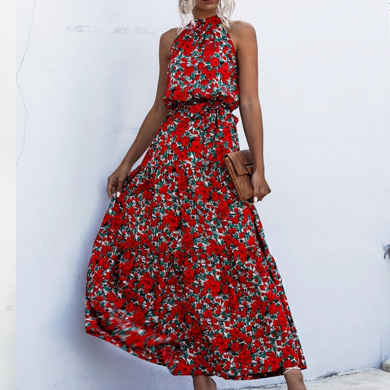 floral printed long dress, view 14 - MRSLM