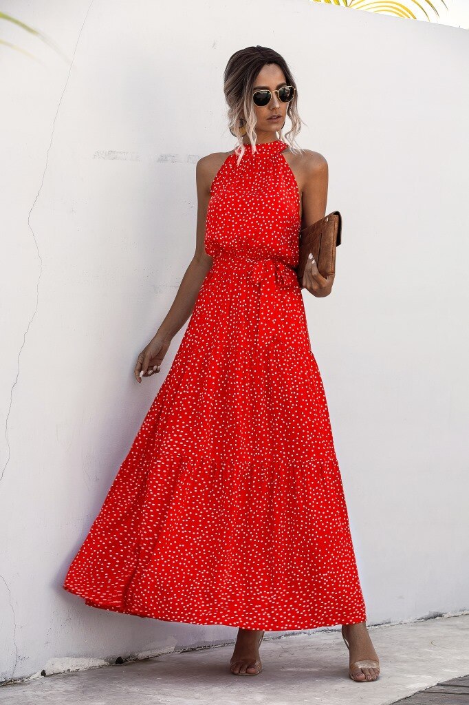 floral printed long dress, view 5 - MRSLM