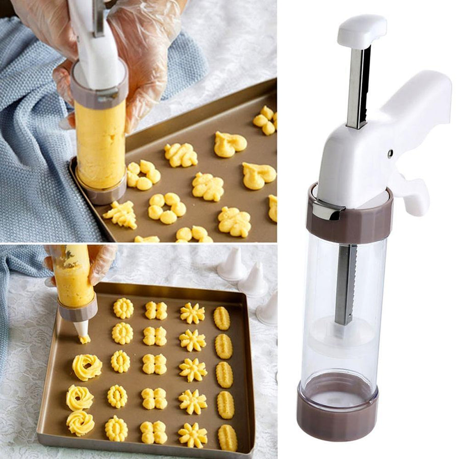 Cookie Press Kit Cookie Press Making Gun Biscuits Cake Mold Cookie Press Maker Machine (Coffee) - MRSLM