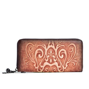 Vegetable tanned leather embossed wallet, view 2 - MRSLM
