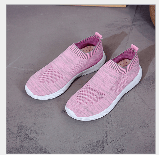 Women's knit round toe flat shoes, view 3 - MRSLM
