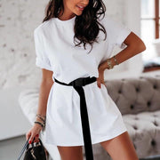 casual solid color dress, view 8 - MRSLM