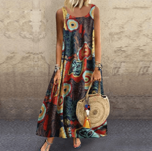 Retro print sling dress, view 2 - MRSLM