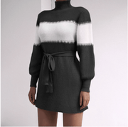 Women's half high collar knitted dress, view 2 - MRSLM