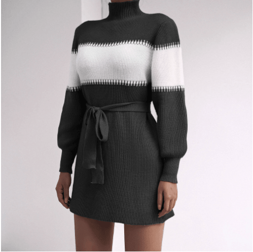 Women's half high collar knitted dress, view 2 - MRSLM