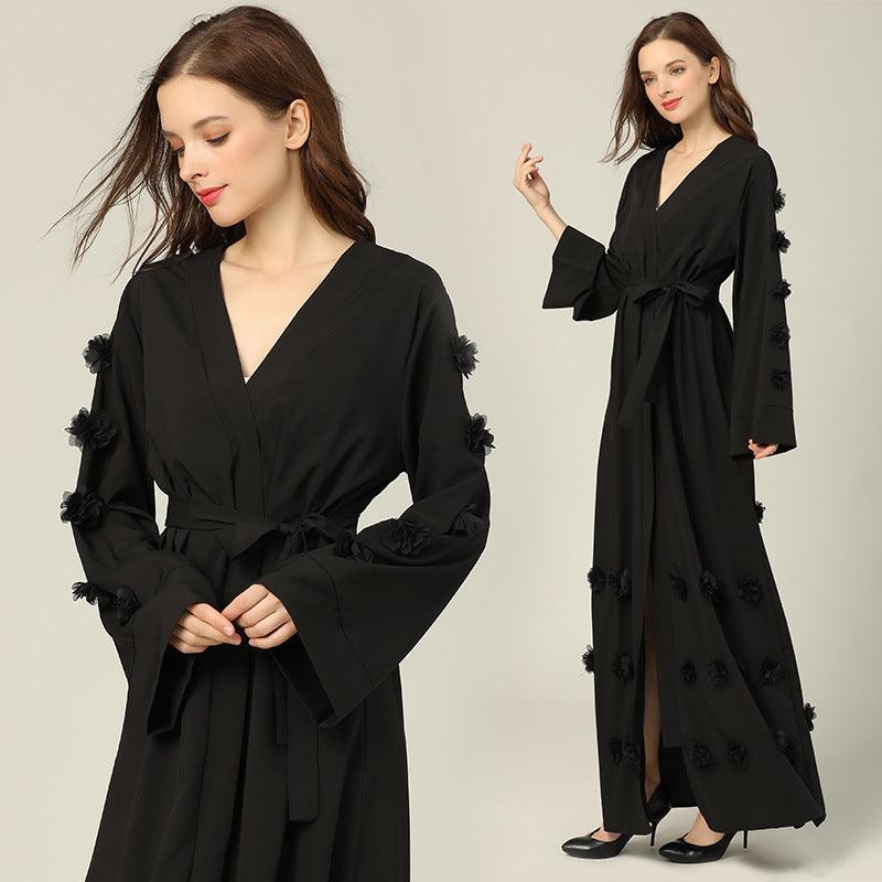Ladies flower dress with trumpet sleeves, view 3 - MRSLM