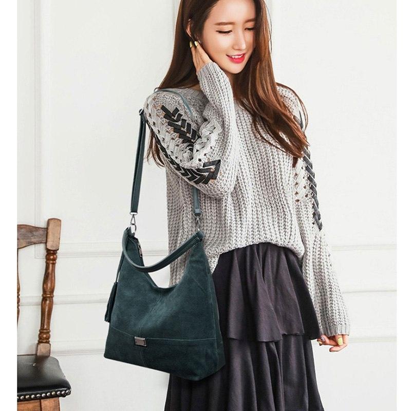 faux suede shoulder crossbody bag, view 6 - MRSLM