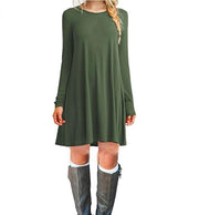 solid color long-sleeved dress, view 2 - MRSLM