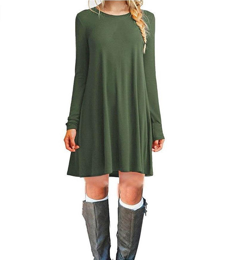 solid color long-sleeved dress, view 2 - MRSLM