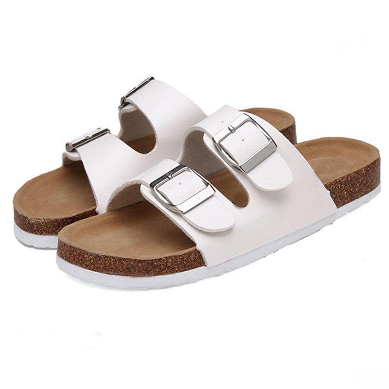 Double buckle flip flop cork slippers, view 3 - MRSLM