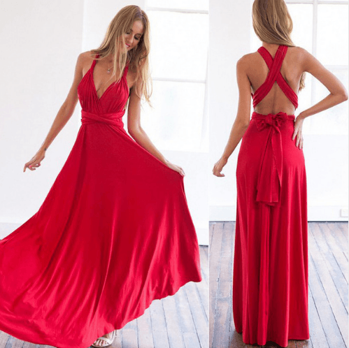 Women Bandage Convertible Boho Maxi Dress - MRSLM