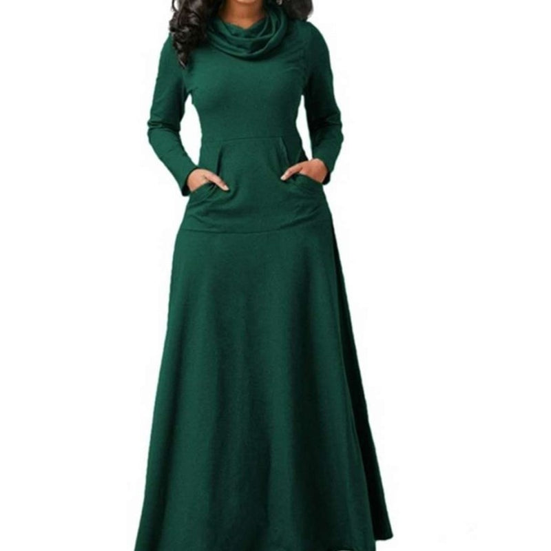women's warm maxi dress with pockets, view 10 - MRSLM