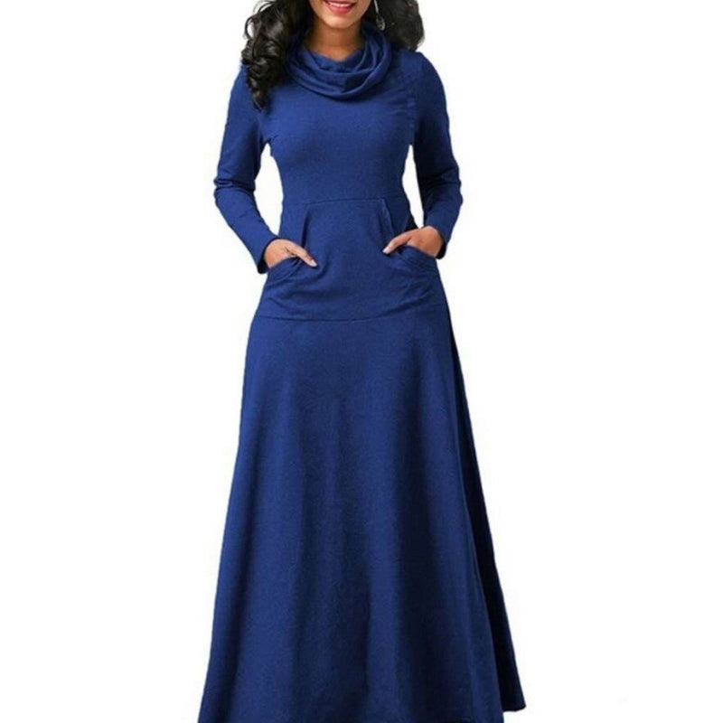 women's warm maxi dress with pockets, view 4 - MRSLM