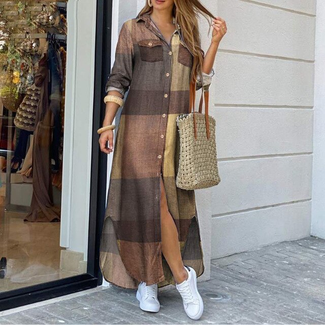 women's summer maxi shirt dress, view 4 - MRSLM